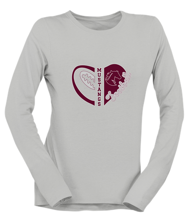 Northside Mustangs Heart Football Women's Premium LS T-Shirt