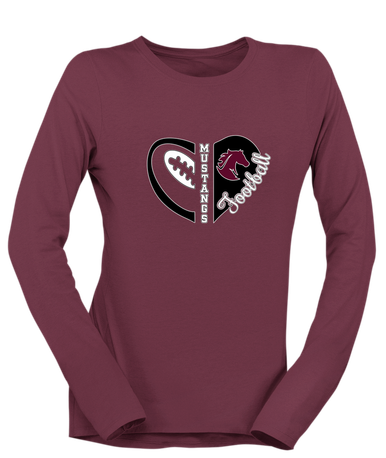 Northside Mustangs Heart Football Women's LS T-Shirt