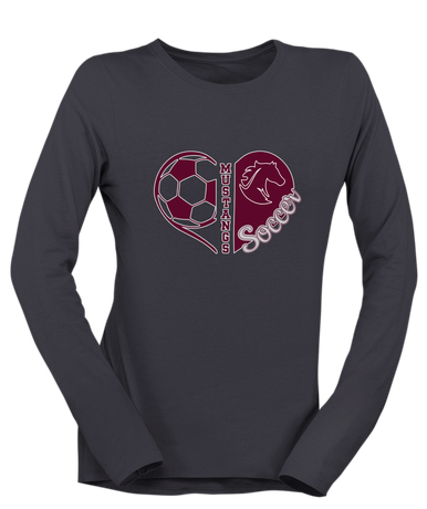 Northside Mustangs Heart Soccer Women's LS T-Shirt