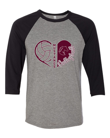 Northside Mustangs Heart Volleyball Women's Baseball T-Shirt