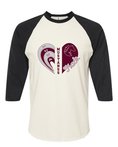 Northside Mustangs Heart Track Women's Baseball T-Shirt