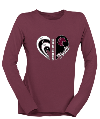 Northside Mustangs Heart Track Women's LS T-Shirt