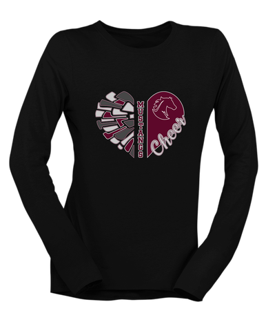 Northside Mustangs Heart Cheer Women's LS T-Shirt