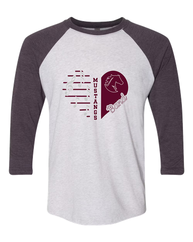 Northside Mustangs Heart Band Women's Baseball T-Shirt