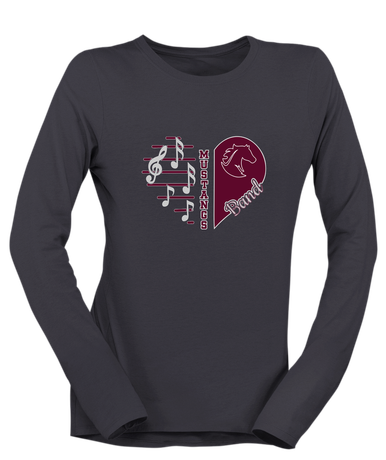 Northside Mustangs Heart Band Women's LS T-Shirt