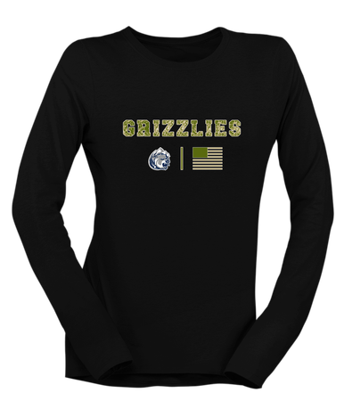 Glacier Peak Grizzlies Camo Flag Women's LS T-Shirt