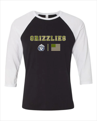 Glacier Peak Grizzlies Camo Flag Men's Baseball T-Shirt