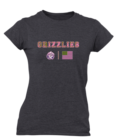 Glacier Peak Grizzlies Pink Camo Flag Women's Premium SS T-Shirt