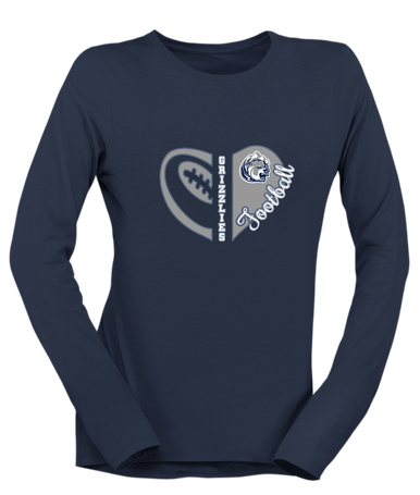Glacier Peak Grizzlies Heart Football Women's Premium LS T-Shirt