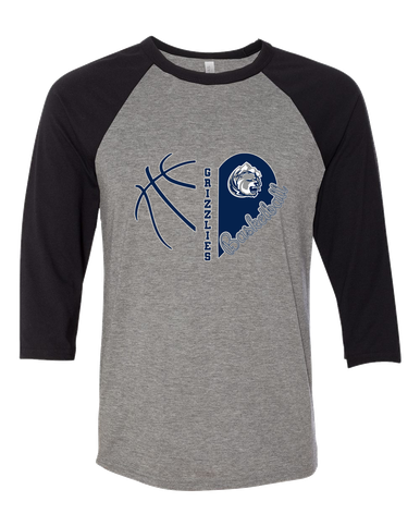 Glacier Peak Grizzlies Heart Basketball Women's Baseball T-Shirt