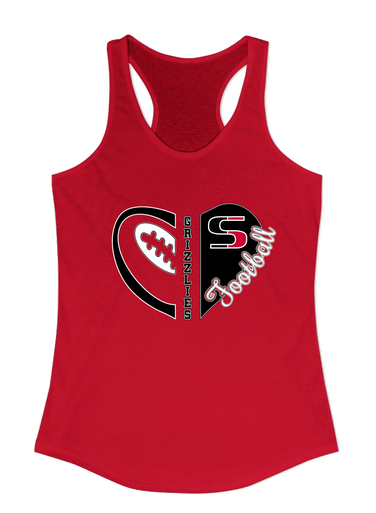 Sunnyside Grizzlies Heart Football Women's Tank Top