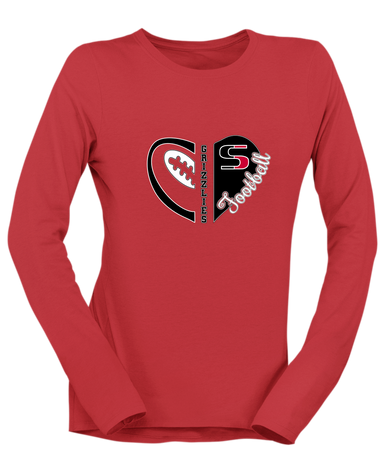 Sunnyside Grizzlies Heart Football Women's Premium LS T-Shirt