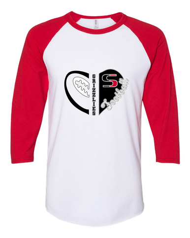 Sunnyside Grizzlies Heart Football Women's Baseball T-Shirt