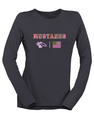 Trabuco Hills Mustangs Pink Camo Flag Women's LS T-Shirt