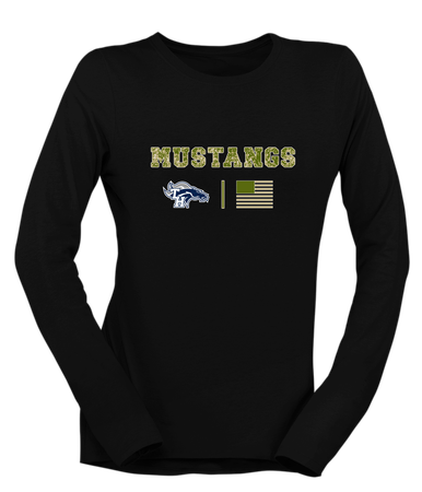 Trabuco Hills Mustangs Camo Flag Women's LS T-Shirt