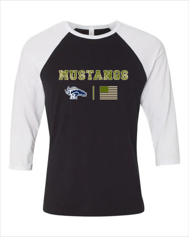 Trabuco Hills Mustangs Camo Flag Men's Baseball T-Shirt