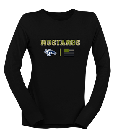 Trabuco Hills Mustangs Camo Flag Women's Premium LS T-Shirt