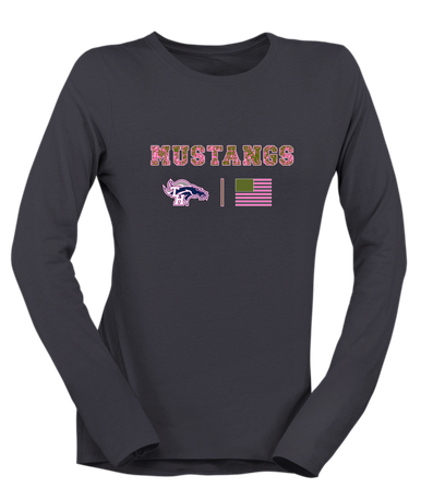 Trabuco Hills Mustangs Pink Camo Flag Women's Premium LS T-Shirt
