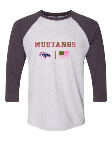 Trabuco Hills Mustangs Pink Camo Flag Women's Baseball T-Shirt