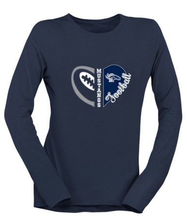 Trabuco Hills Mustangs Heart Football Women's LS T-Shirt