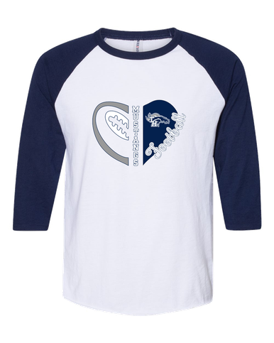 Trabuco Hills Mustangs Heart Football Women's Baseball T-Shirt
