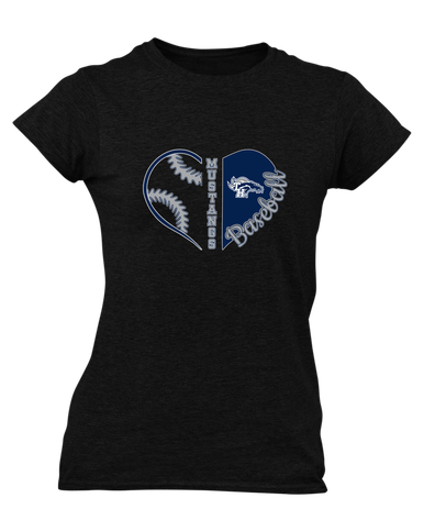 Trabuco Hills Mustangs Heart Baseball Women's SS T-Shirt