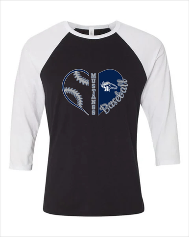 Trabuco Hills Mustangs Heart Baseball Women's Baseball T-Shirt