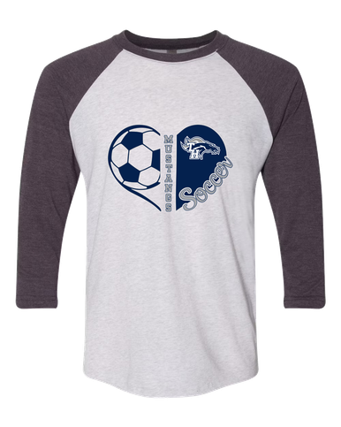 Trabuco Hills Mustangs Heart Soccer Women's Baseball T-Shirt