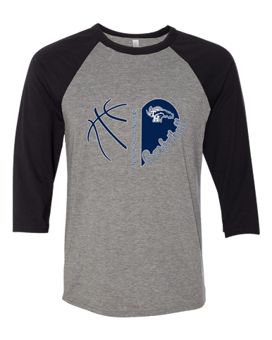 Trabuco Hills Mustangs Heart Basketball Women's Baseball T-Shirt