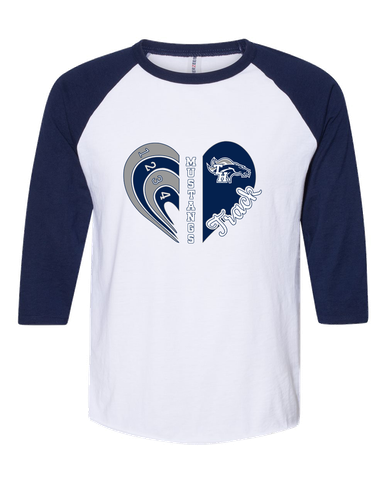 Trabuco Hills Mustangs Heart Track Women's Baseball T-Shirt