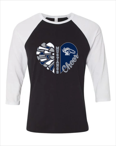 Trabuco Hills Mustangs Heart Cheer Women's Baseball T-Shirt