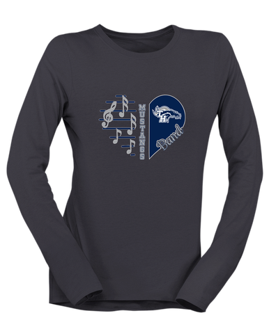 Trabuco Hills Mustangs Heart Band Women's LS T-Shirt