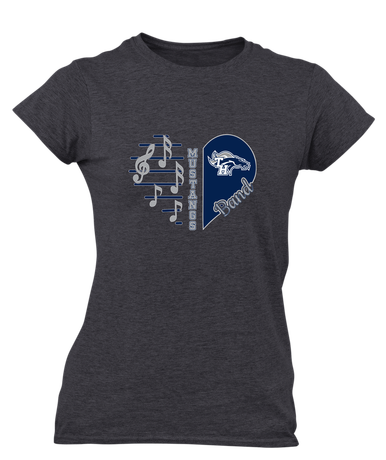 Trabuco Hills Mustangs Heart Band Women's SS T-Shirt