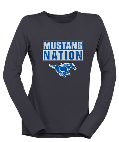 King City Mustangs Nation #1 Women's LS T-Shirt