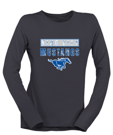 King City Mustangs Mascot #9 Women's LS T-Shirt
