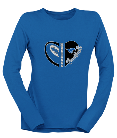 King City Mustangs Heart Football Women's LS T-Shirt