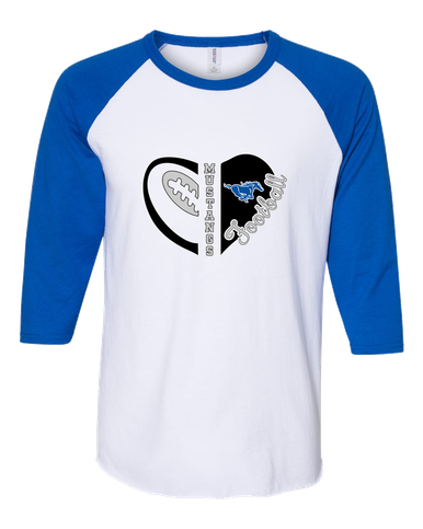 King City Mustangs Heart Football Women's Baseball T-Shirt