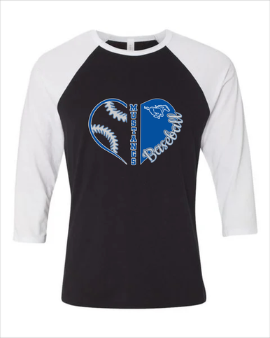 King City Mustangs Heart Baseball Women's Baseball T-Shirt