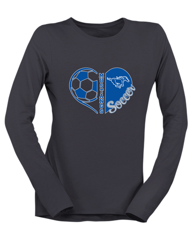King City Mustangs Heart Soccer Women's LS T-Shirt