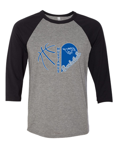 King City Mustangs Heart Basketball Women's Baseball T-Shirt