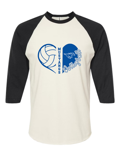 King City Mustangs Heart Volleyball Women's Baseball T-Shirt