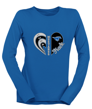 King City Mustangs Heart Track Women's LS T-Shirt