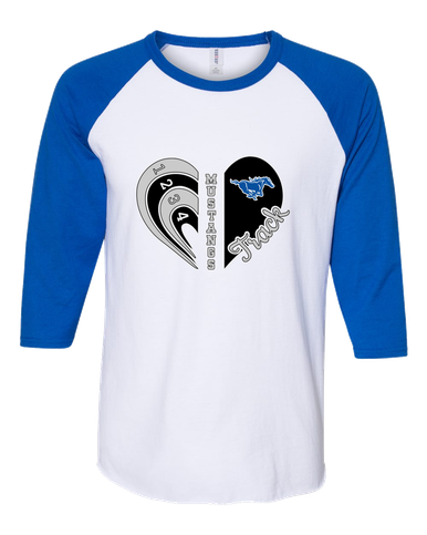 King City Mustangs Heart Track Women's Baseball T-Shirt