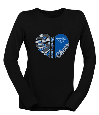King City Mustangs Heart Cheer Women's LS T-Shirt