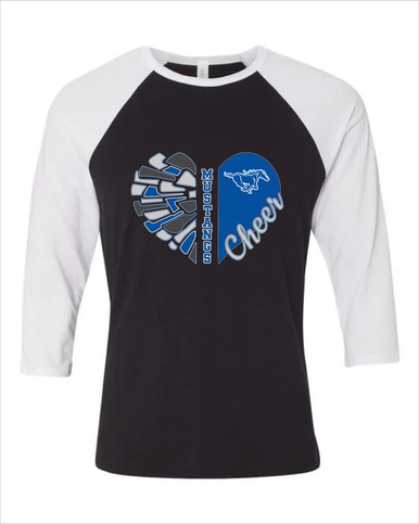 King City Mustangs Heart Cheer Women's Baseball T-Shirt