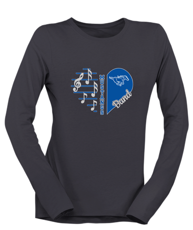 King City Mustangs Heart Band Women's LS T-Shirt