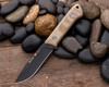 Buck 104 Compadre Camp Knife Fixed Blade Knife 4.5" Cerakote Cobalt, Natural Canvas Micarta Handles, Black Leather Sheath 