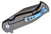 Fox EASTWOOD TIGER: folding knife, steel CPM S90V PVD black blade, black PVD titanium handle, Leather sheath
