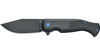 Fox EASTWOOD TIGER: folding knife, steel CPM S90V PVD black blade, black PVD titanium handle, Leather sheath