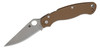 Spyderco Military 2 Sprint Run Compression Lock Folding Knife 4" CPM-15V Stonewashed Plain Blade, Brown G10 Handles